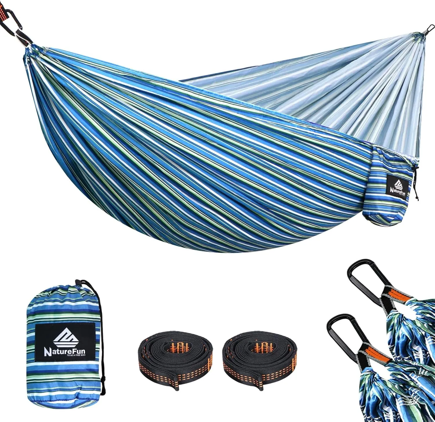 Ultra-Light Travel Camping Hammock | 300kg Load Capacity,Breathable,Quick-Drying Portable Hammock(275 x140cm) | 2 x Premium Carabiners,2 x Nylon Slings Included | Outdoor Indoor Garden