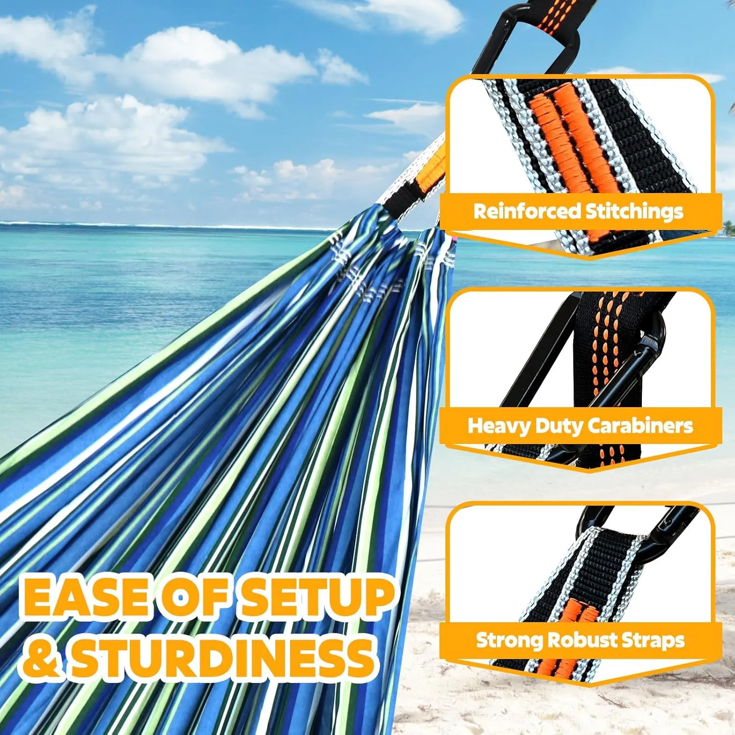 Ultra-Light Travel Camping Hammock | 300kg Load Capacity,Breathable,Quick-Drying Portable Hammock(275 x140cm) | 2 x Premium Carabiners,2 x Nylon Slings Included | Outdoor Indoor Garden