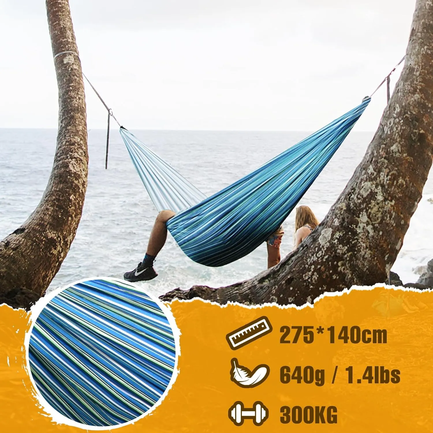 Ultra-Light Travel Camping Hammock | 300kg Load Capacity,Breathable,Quick-Drying Portable Hammock(275 x140cm) | 2 x Premium Carabiners,2 x Nylon Slings Included | Outdoor Indoor Garden
