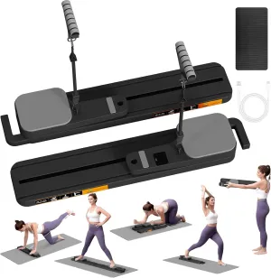 Upgraded Pilates Reformer Machine - 7-in-1 Pilates Board & Pilates Equipment for Home with Ab Workout Equipment, Push-Up Board, Resistance Bands, Balance Board & Timer for Full Body Workout