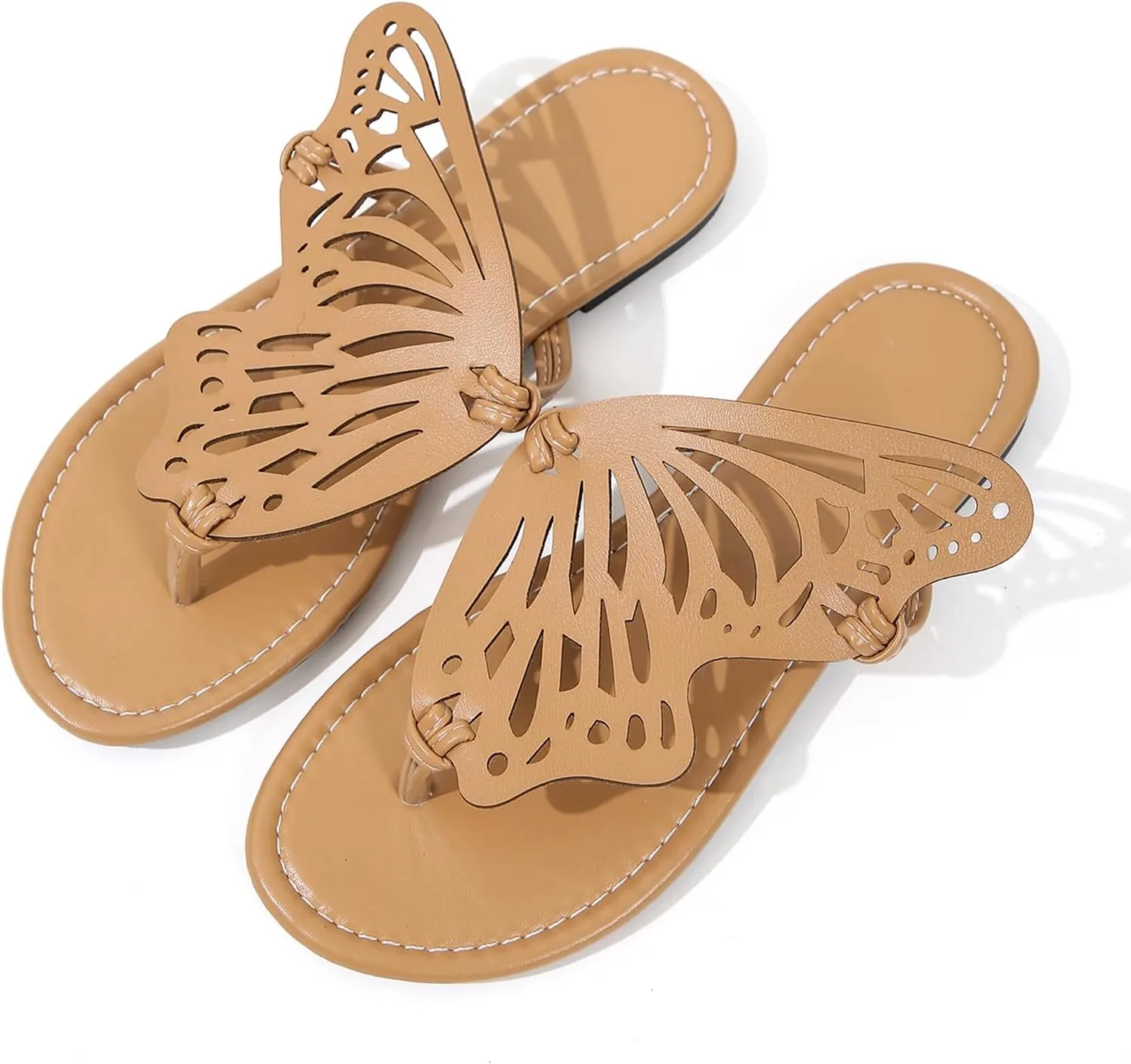 UTIKLIOU Women's Thong Flat Sandals Flip Flops Sandals Casual Slip on Comfortable Slide Sandals Butterfly Embroidered Summer Beach Dress Shoes