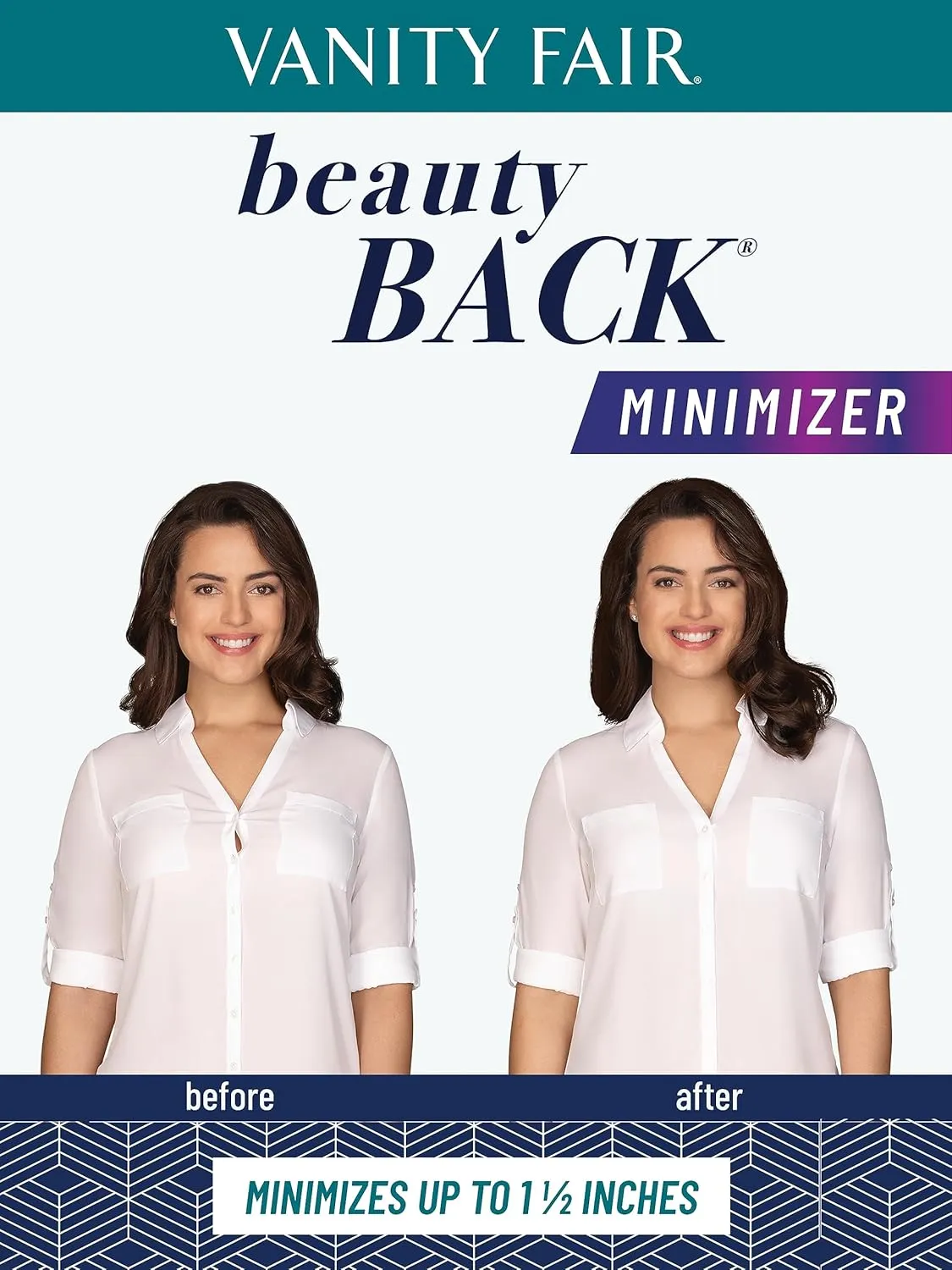 Vanity Fair Women's Beauty Back Smoothing Minimizer Bra, Minimizes Bust Line up to 1.5", Non Padded Cups up to H