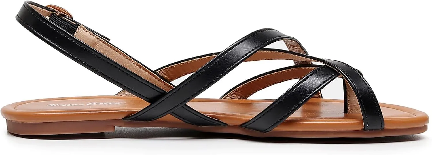 VenusCelia Women's X-Band Strap Flat Sandal