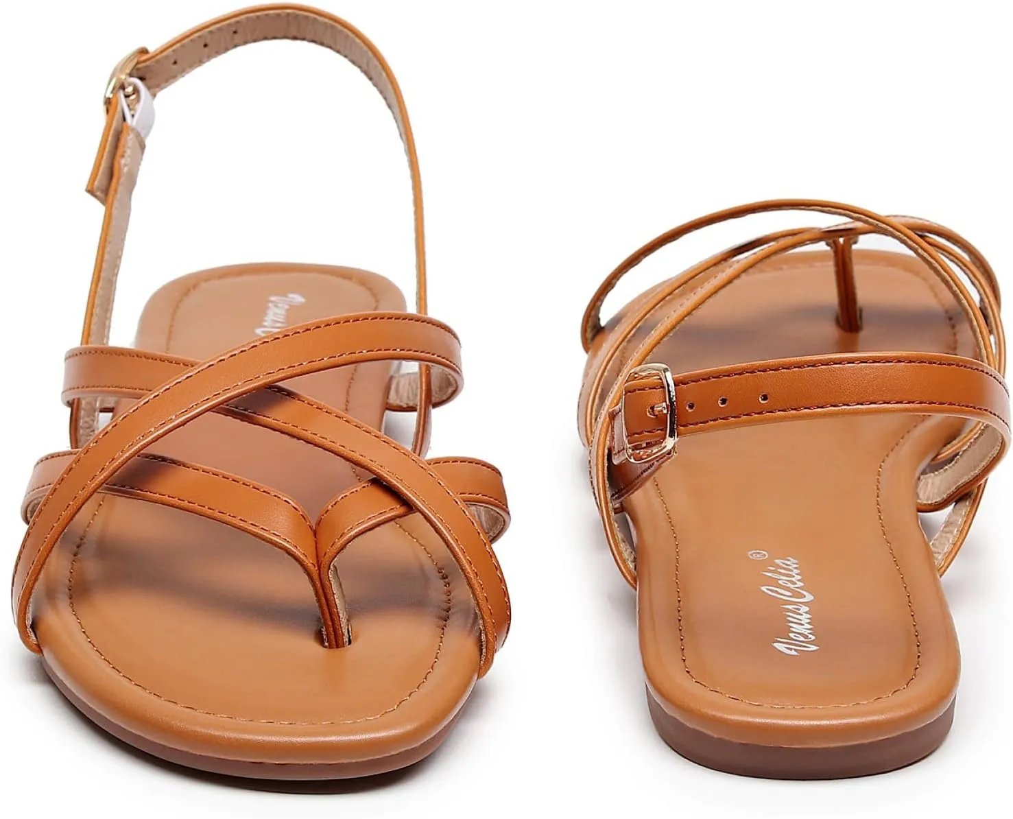 VenusCelia Women's X-Band Strap Flat Sandal