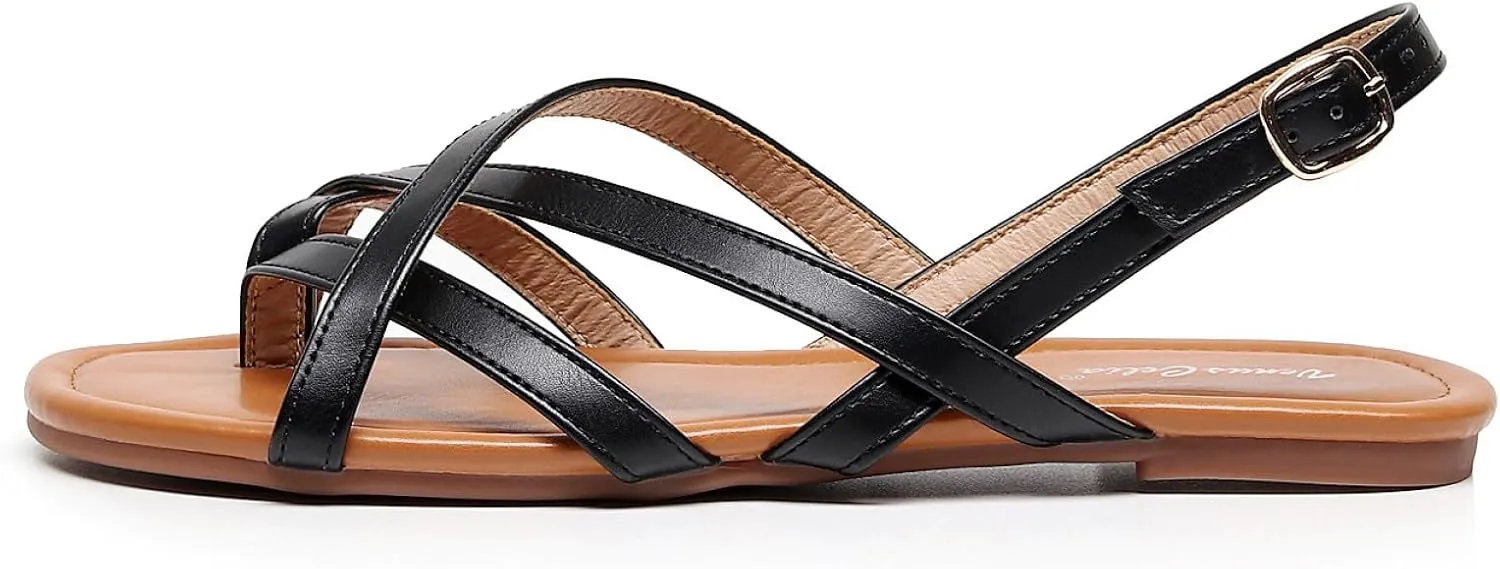 VenusCelia Women's X-Band Strap Flat Sandal
