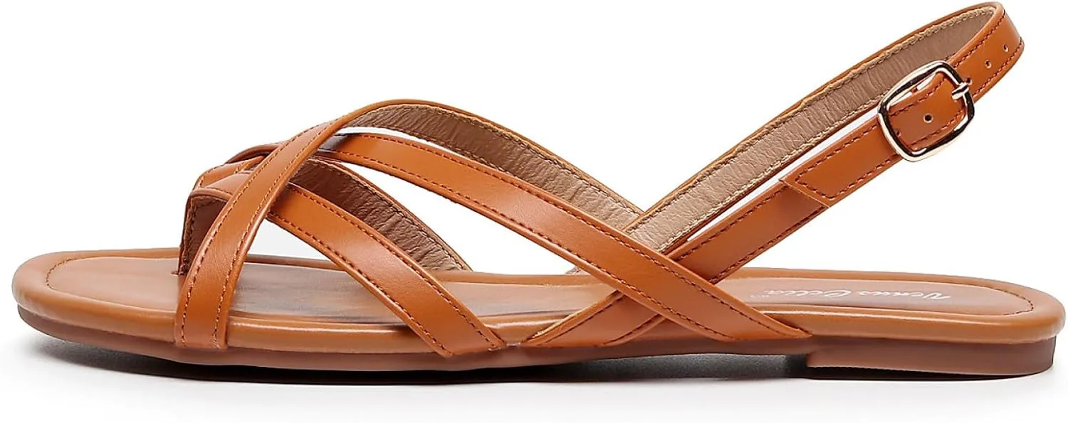 VenusCelia Women's X-Band Strap Flat Sandal