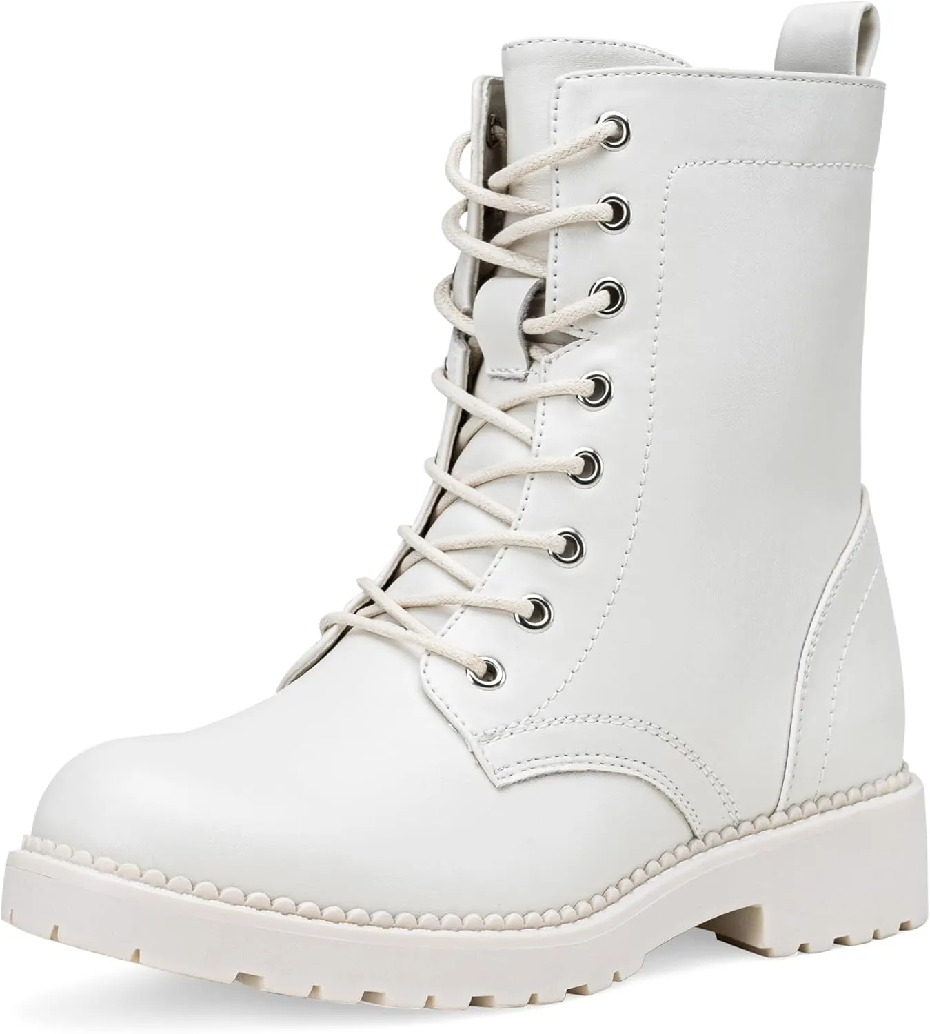 Vepose Women's Combat Ankle Black Flat Boots, Military Fashion 925 Booties Inner Zipper