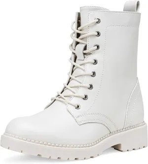Vepose Women's Combat Ankle Black Flat Boots, Military Fashion 925 Booties Inner Zipper