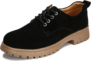 Veroders Women's Wingtip Brogue Oxfords Dress Pumps Platform Lace-Up Round Toe Oxfords Chunky Pumps Business Classic Formal School