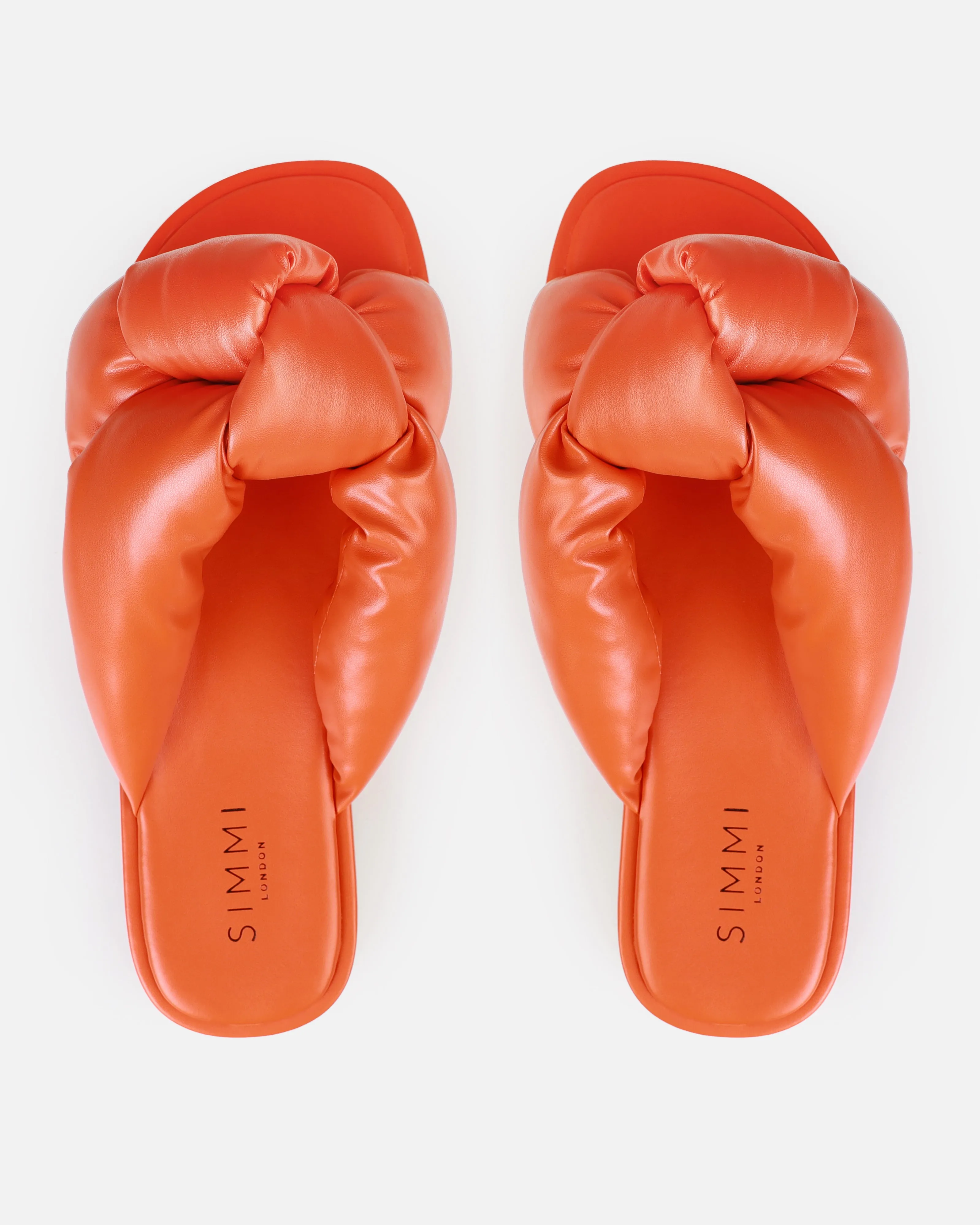 Vetta Orange Padded Knot Flat Slides