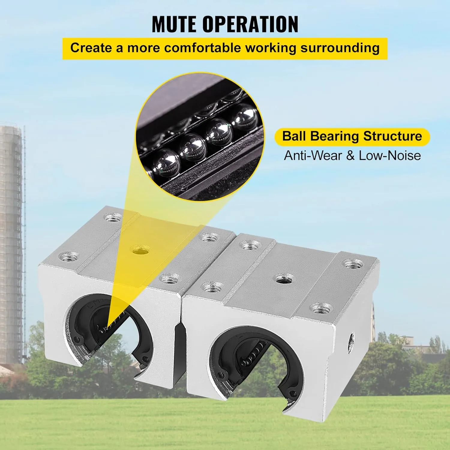 VEVOR Linear Rail, 2 PCS SBR 20-2200mm, Linear Guideway Rail, and 4 PCS SBR20UU Square Type Carriage Bearing Blocks, Linear Guide Rails for Automated Machines Equipments and DIY CNC Routers
