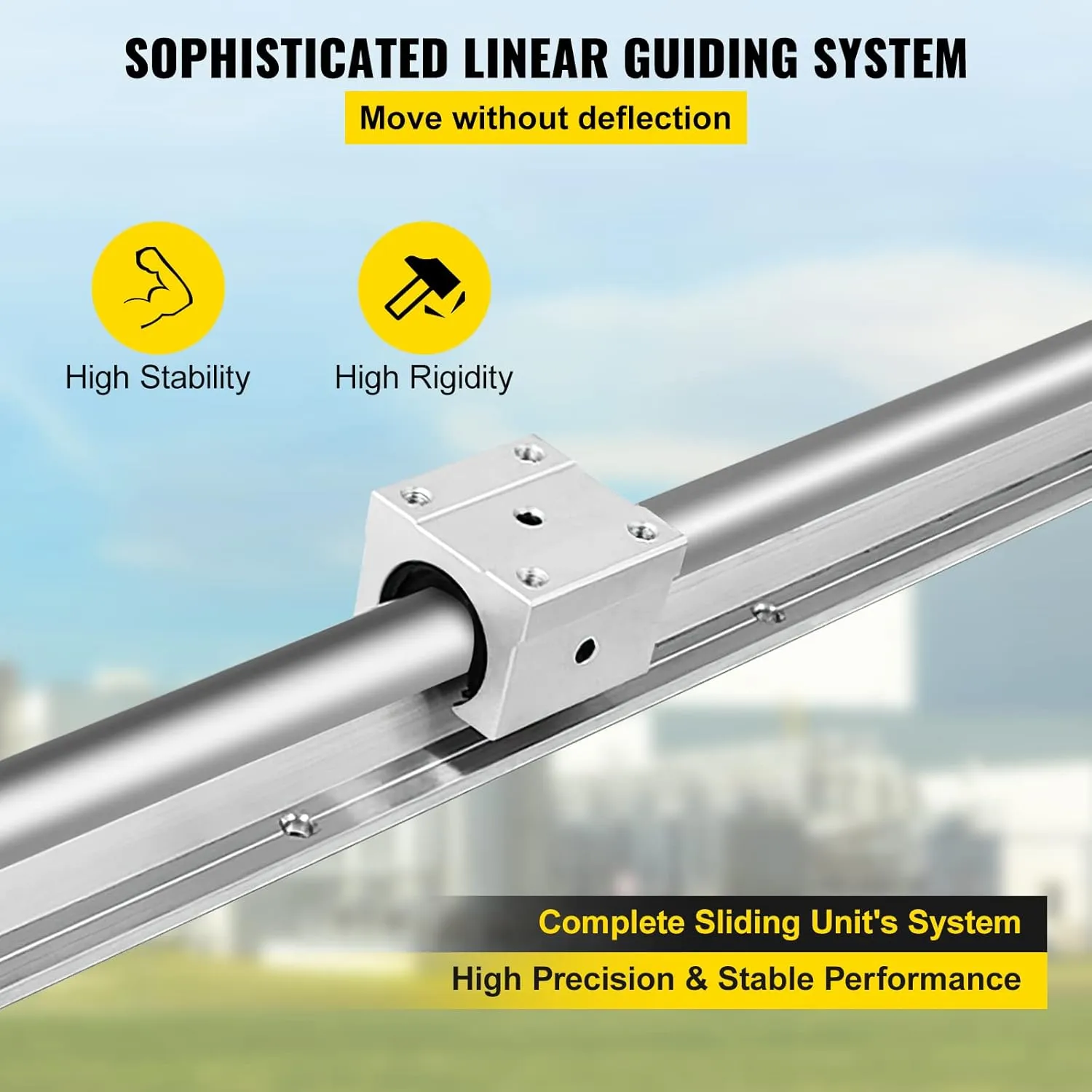 VEVOR Linear Rail, 2 PCS SBR 20-2200mm, Linear Guideway Rail, and 4 PCS SBR20UU Square Type Carriage Bearing Blocks, Linear Guide Rails for Automated Machines Equipments and DIY CNC Routers
