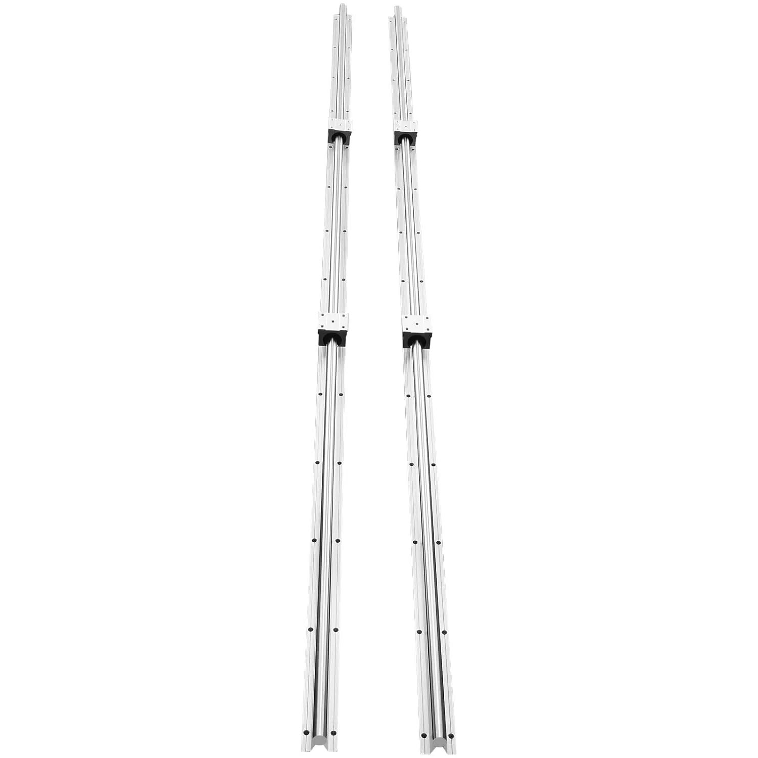 VEVOR Linear Rail, 2 PCS SBR 20-2200mm, Linear Guideway Rail, and 4 PCS SBR20UU Square Type Carriage Bearing Blocks, Linear Guide Rails for Automated Machines Equipments and DIY CNC Routers