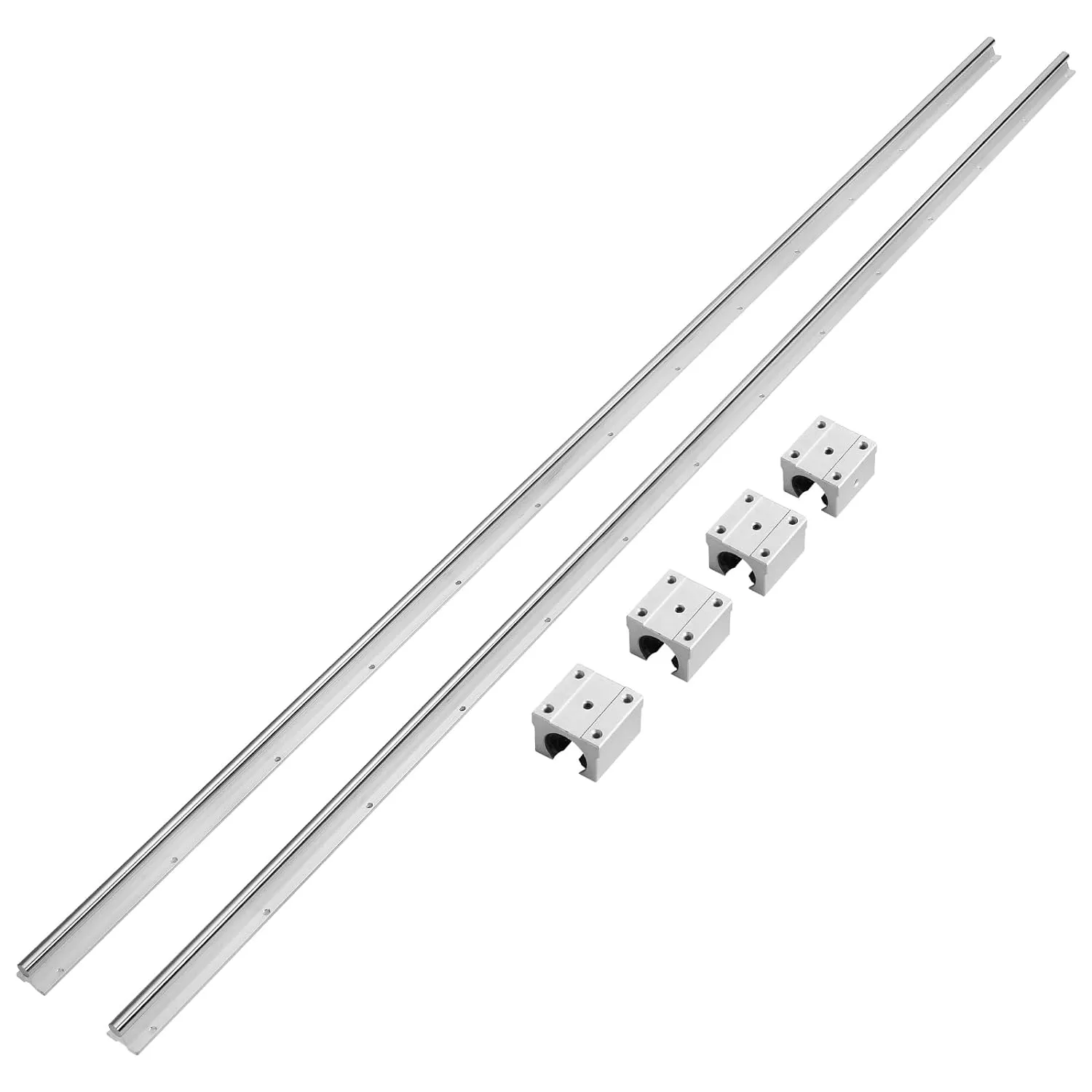 VEVOR Linear Rail, 2 PCS SBR 20-2200mm, Linear Guideway Rail, and 4 PCS SBR20UU Square Type Carriage Bearing Blocks, Linear Guide Rails for Automated Machines Equipments and DIY CNC Routers