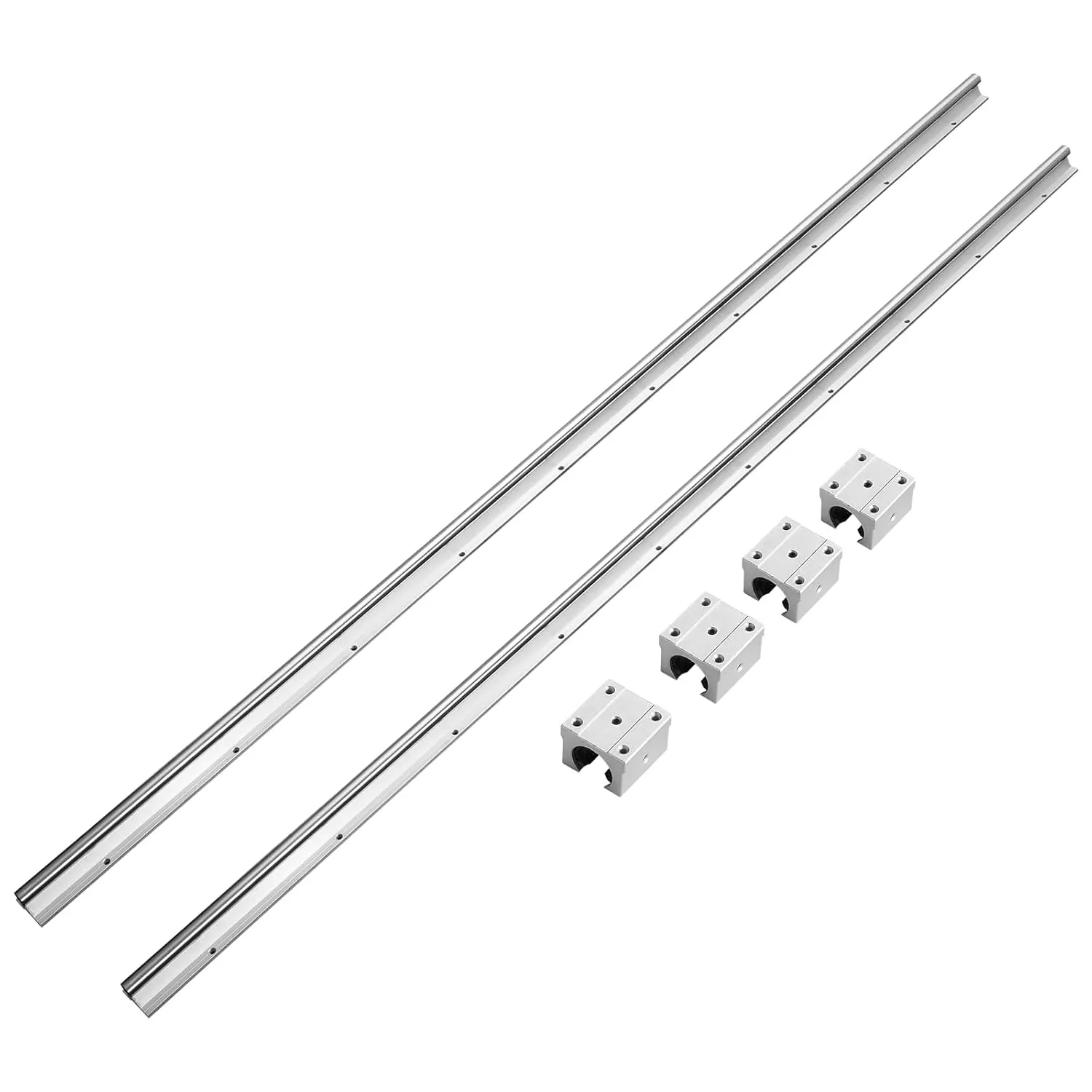 VEVOR Linear Rail, 2PCS SBR20-1500mm, Linear Slide Rail, 4 PCS SBR20UU Bearing Block CNC Kit Linear Rails and Bearings Kit CNC Rails Linear Rail Set, for Automated Machines and Equipment