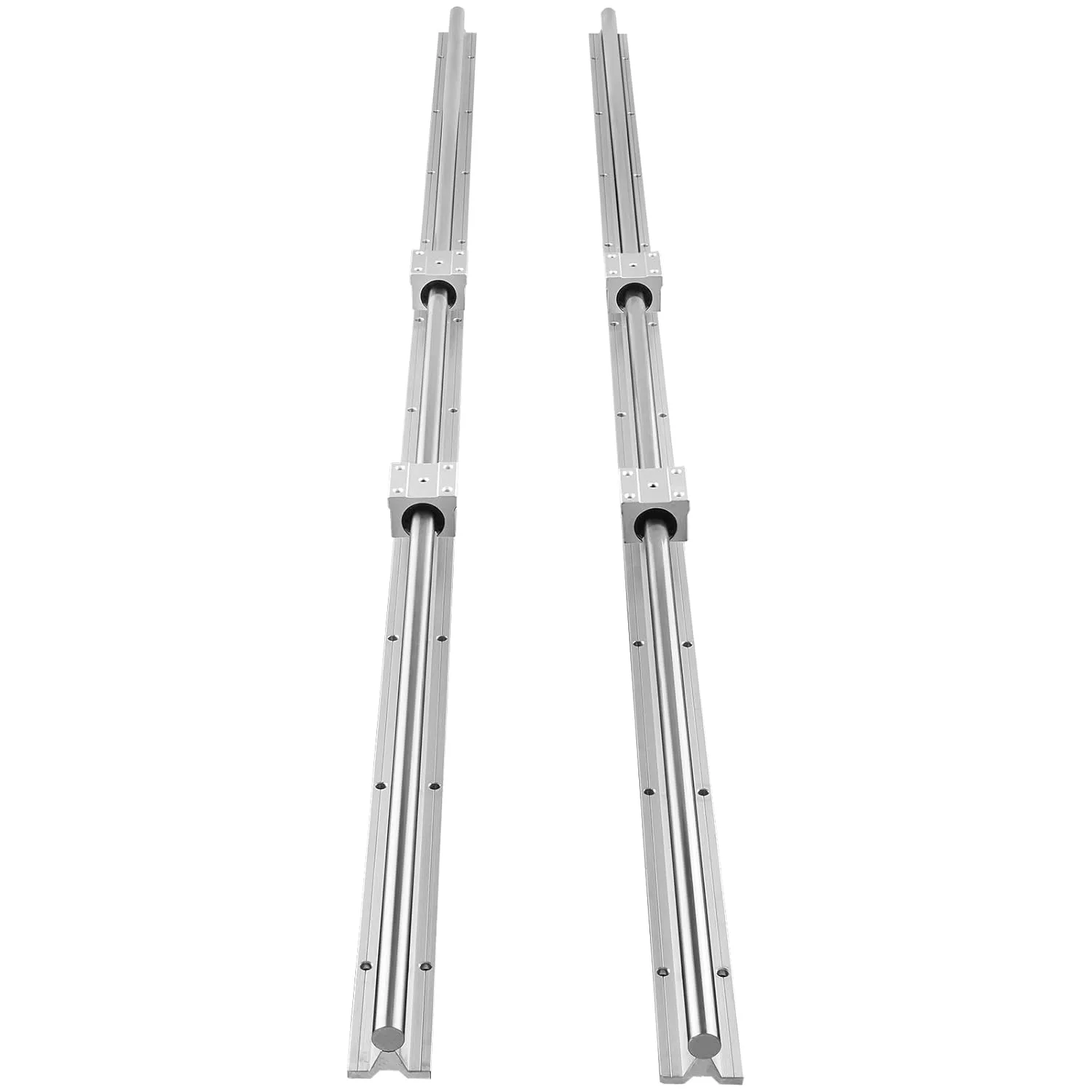 VEVOR Linear Rail, 2PCS SBR20-1500mm, Linear Slide Rail, 4 PCS SBR20UU Bearing Block CNC Kit Linear Rails and Bearings Kit CNC Rails Linear Rail Set, for Automated Machines and Equipment