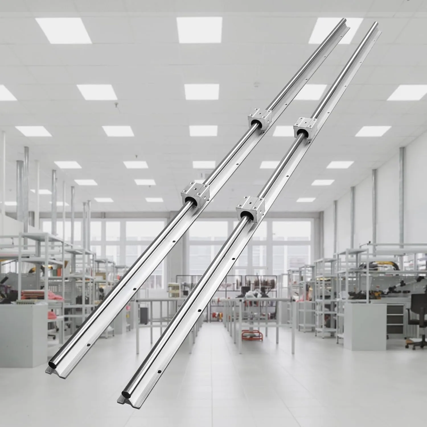 VEVOR Linear Rail, 2PCS SBR20-1500mm, Linear Slide Rail, 4 PCS SBR20UU Bearing Block CNC Kit Linear Rails and Bearings Kit CNC Rails Linear Rail Set, for Automated Machines and Equipment