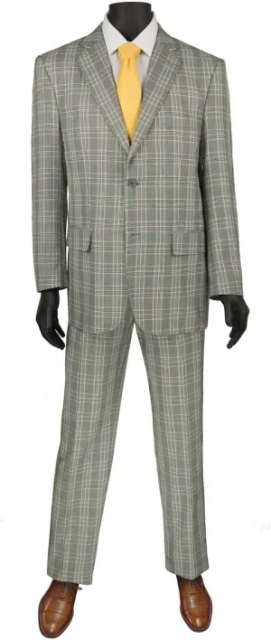 VINCI Glen Plaid Pattern 2 Button Single Breasted Regular Fit Suit 2RW-5-Gray-40R