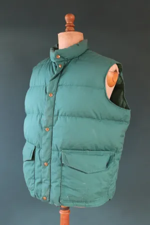 Vintage 1980s down vest - green puffer gilet - Woolrich feather waistcoat - insulated windbreaker for winter - 52" chest