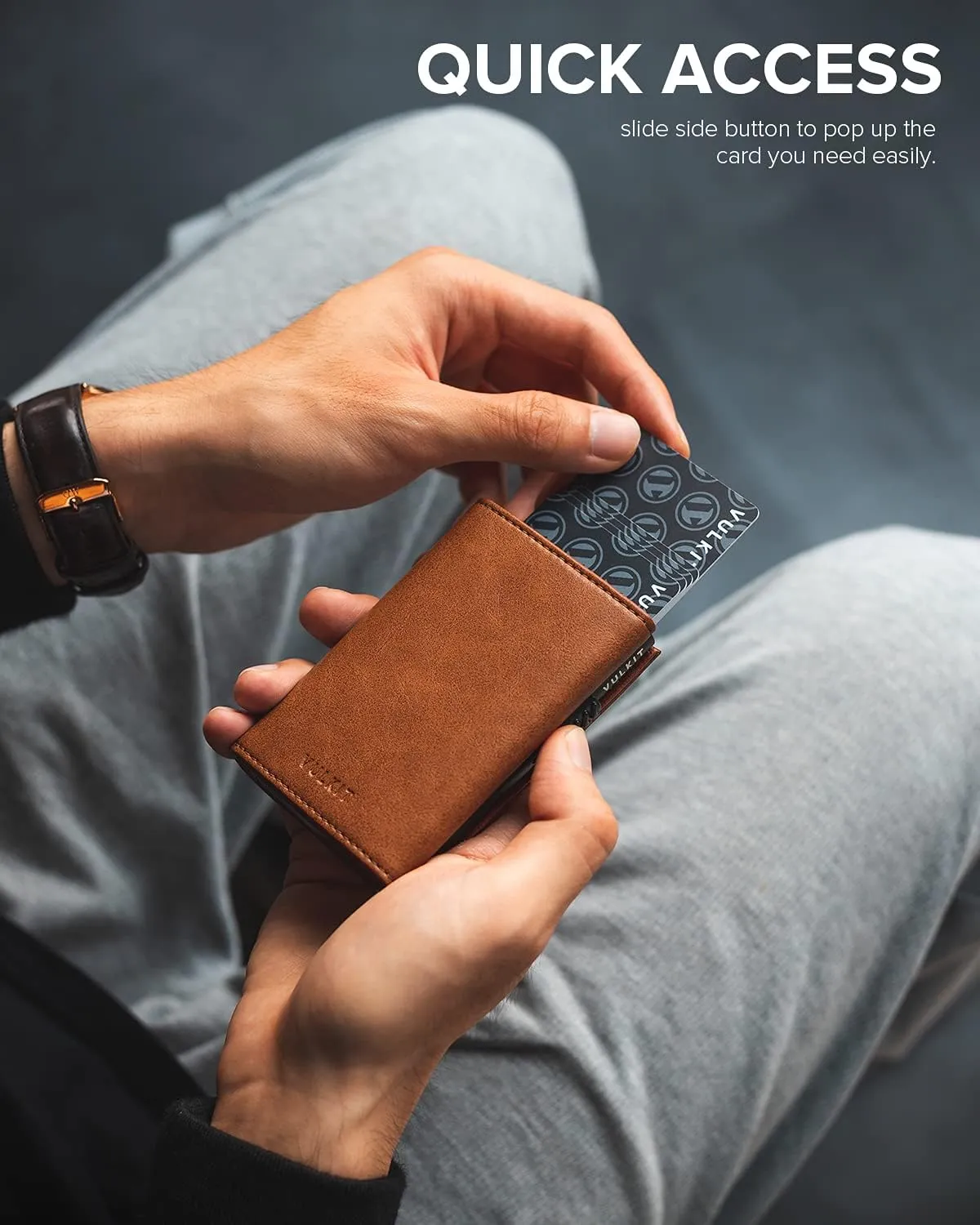 VULKIT Card Holder Wallet with Coin Pocket Magnetic Closure Pop Up Cards With ID Window Leather Wallet for Cash & Credit Cards