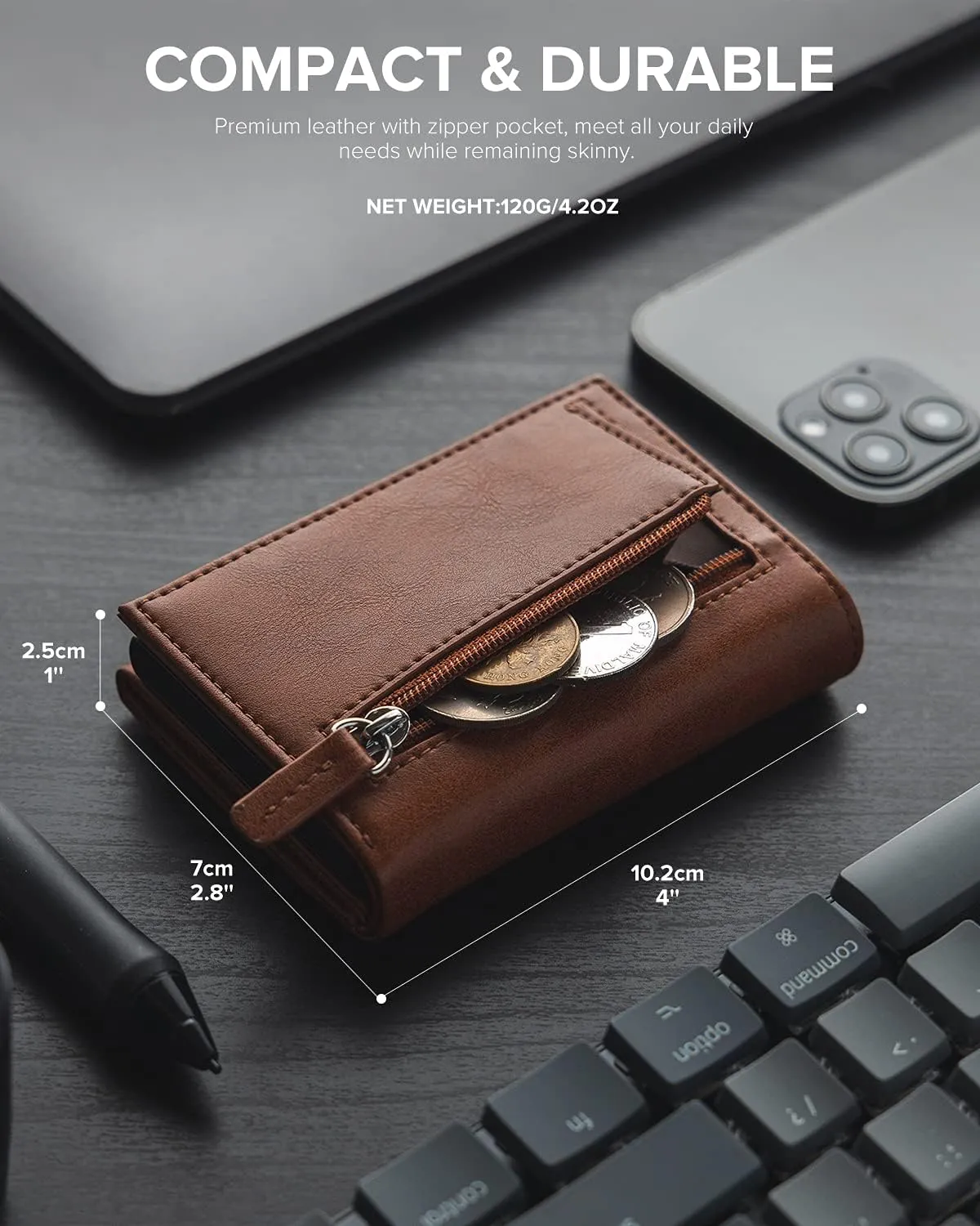 VULKIT Card Holder Wallet with Coin Pocket Magnetic Closure Pop Up Cards With ID Window Leather Wallet for Cash & Credit Cards