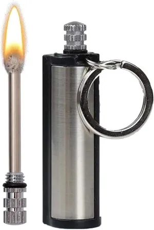 Waterproof Keychain Emergency Lighter - Refillable Flint Striker for Outdoor Survival Gear, Perfect for Camping, Hiking, and Mountaineering