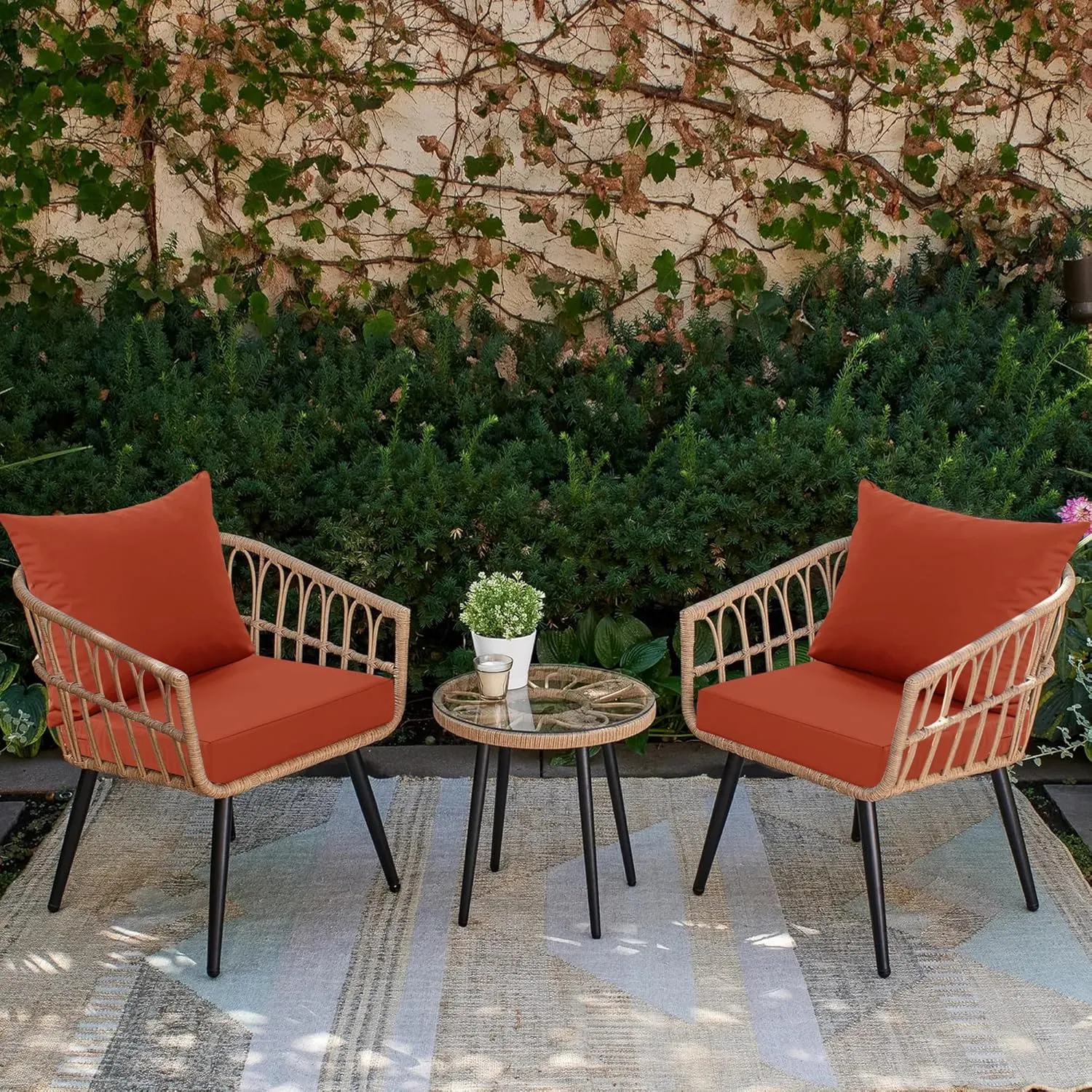 Waterproof Patio Cushions for Outdoor Furniture, Fade Resistant Back Pillow and Seat Cushion Set for Couch Replacements, 22 x 22 Inch, Rust, 1 Set