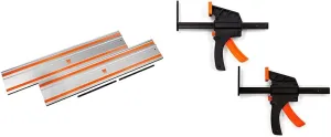 WEN CT9110 110-Inch Track Saw Track Guide Rail and Adapters and WEN 36053C 6" Quick Release Track Saw Clamps (2 Pack)
