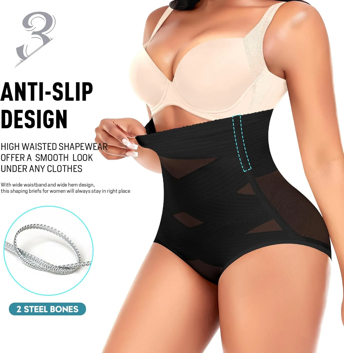 Werena Tummy Control Shapewear Panties for Women High Waist Cincher Shaping Underwear Body Shaper Panty Girdle