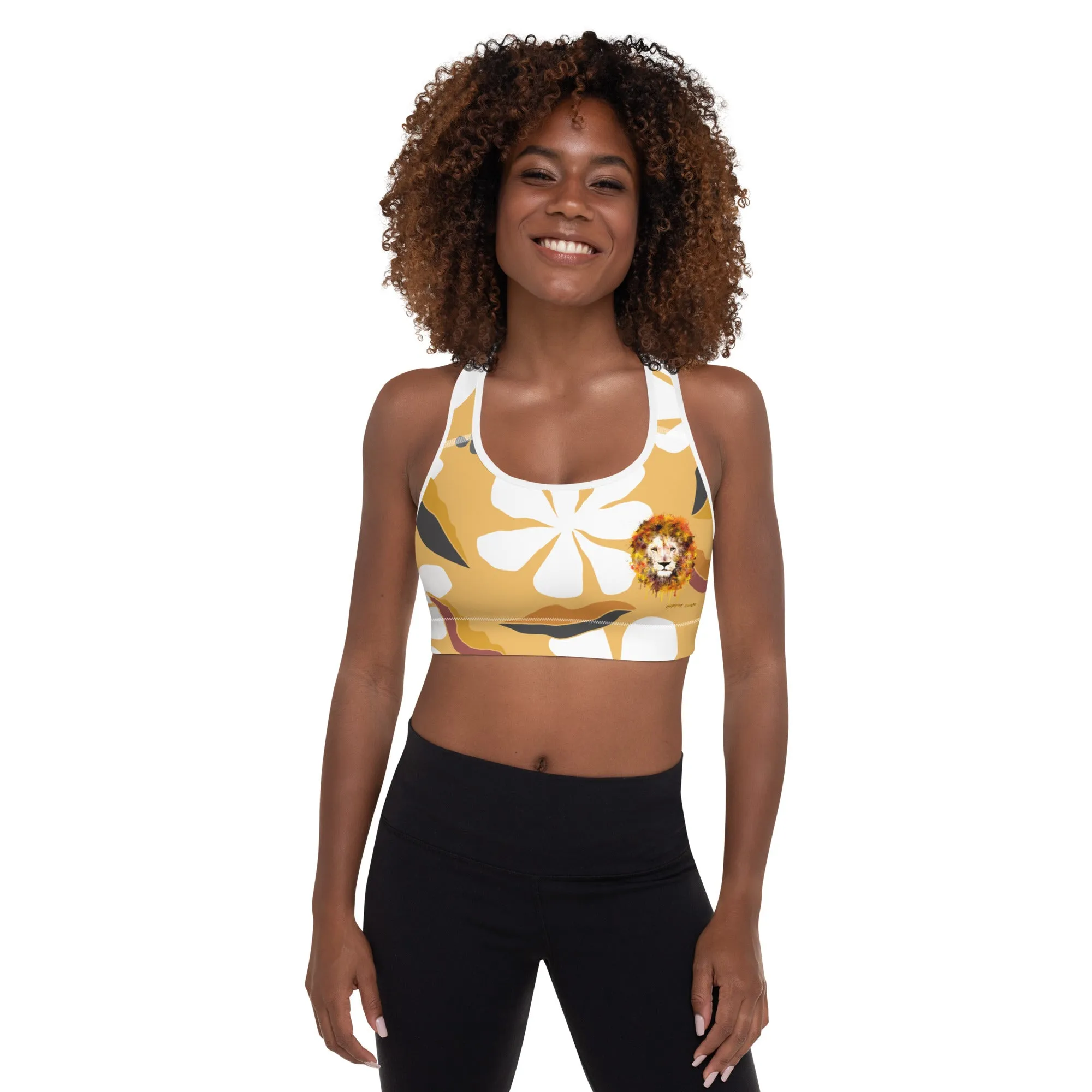 White Flowers Sports Bra