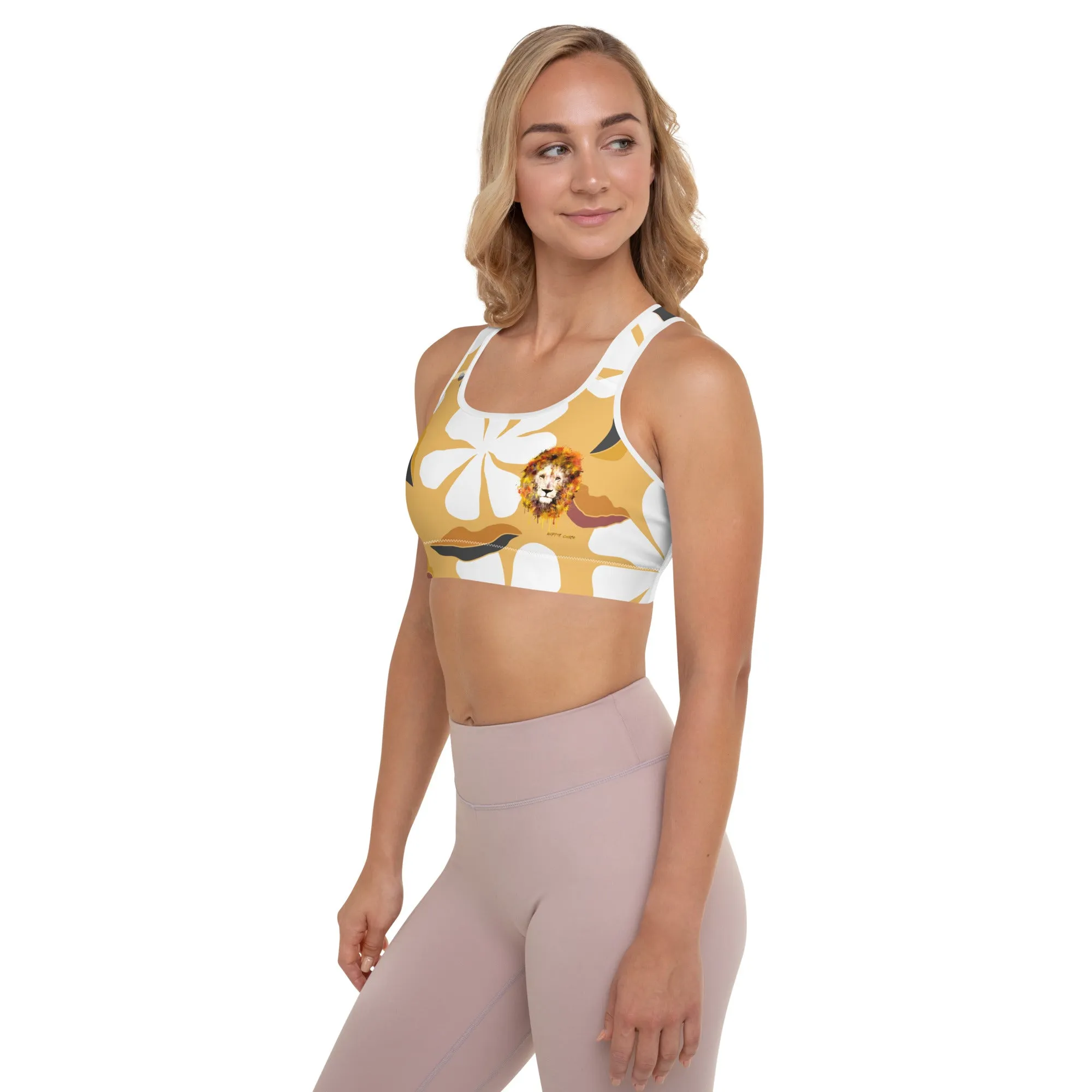 White Flowers Sports Bra