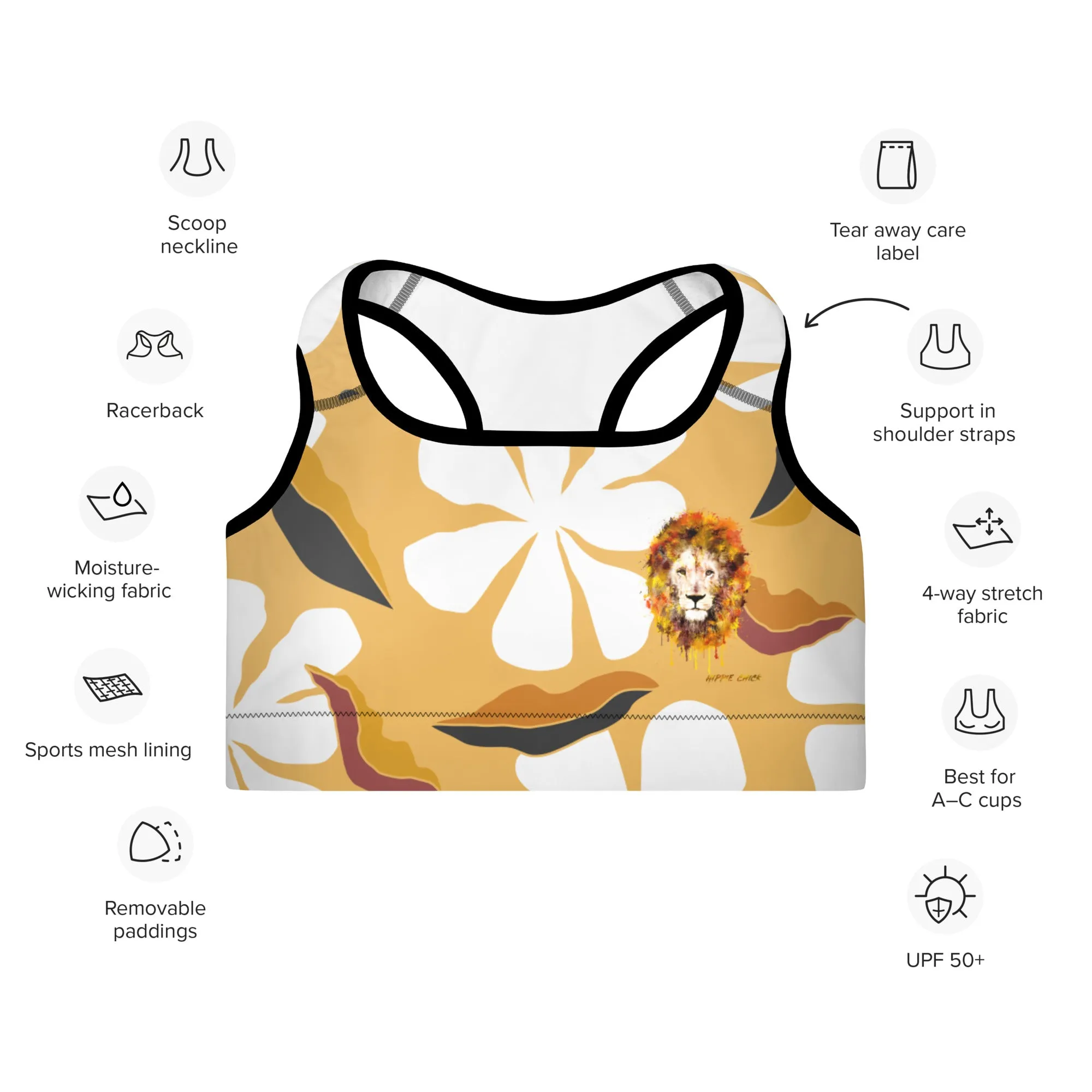 White Flowers Sports Bra