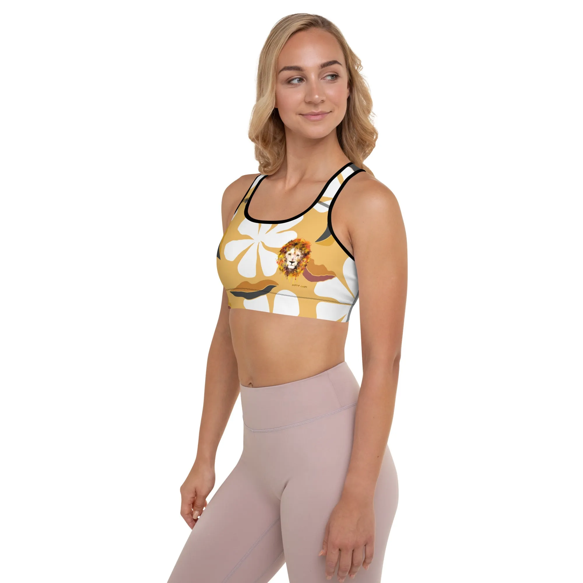White Flowers Sports Bra