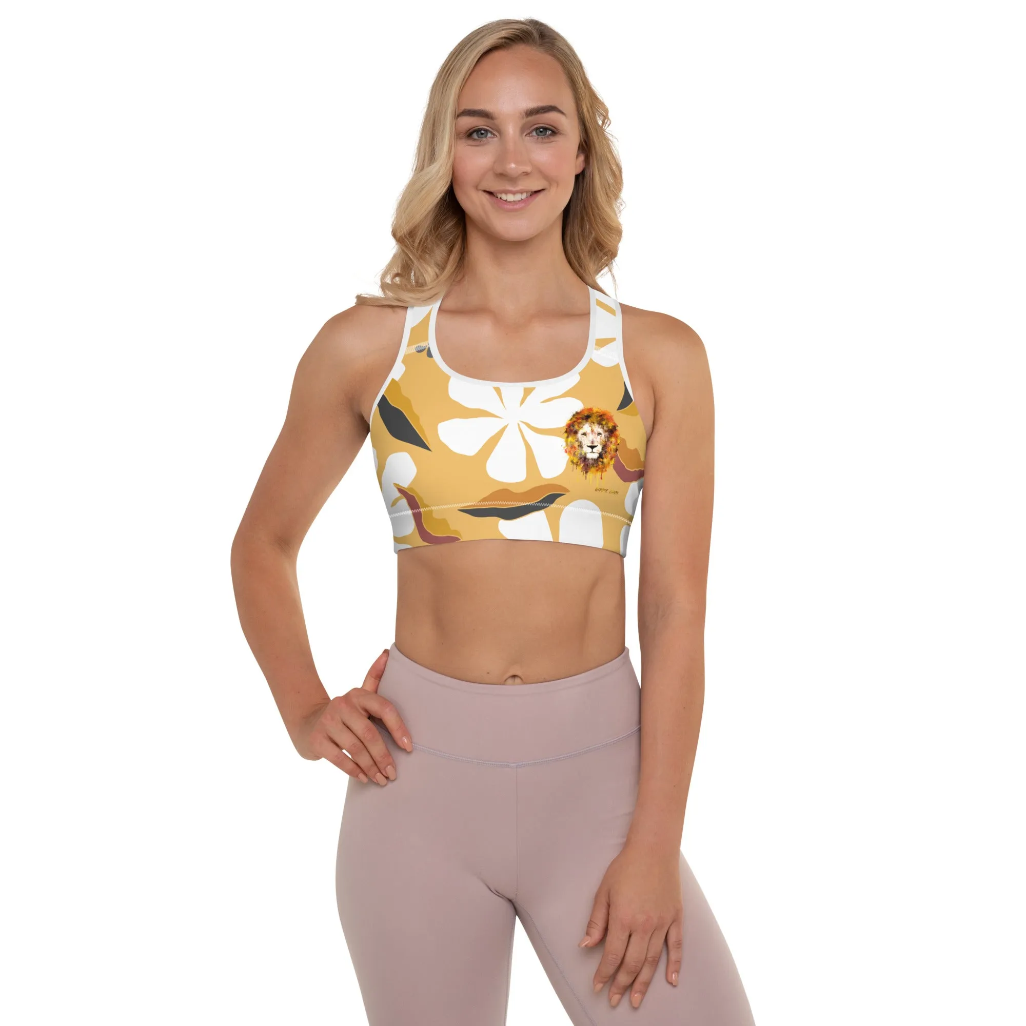 White Flowers Sports Bra