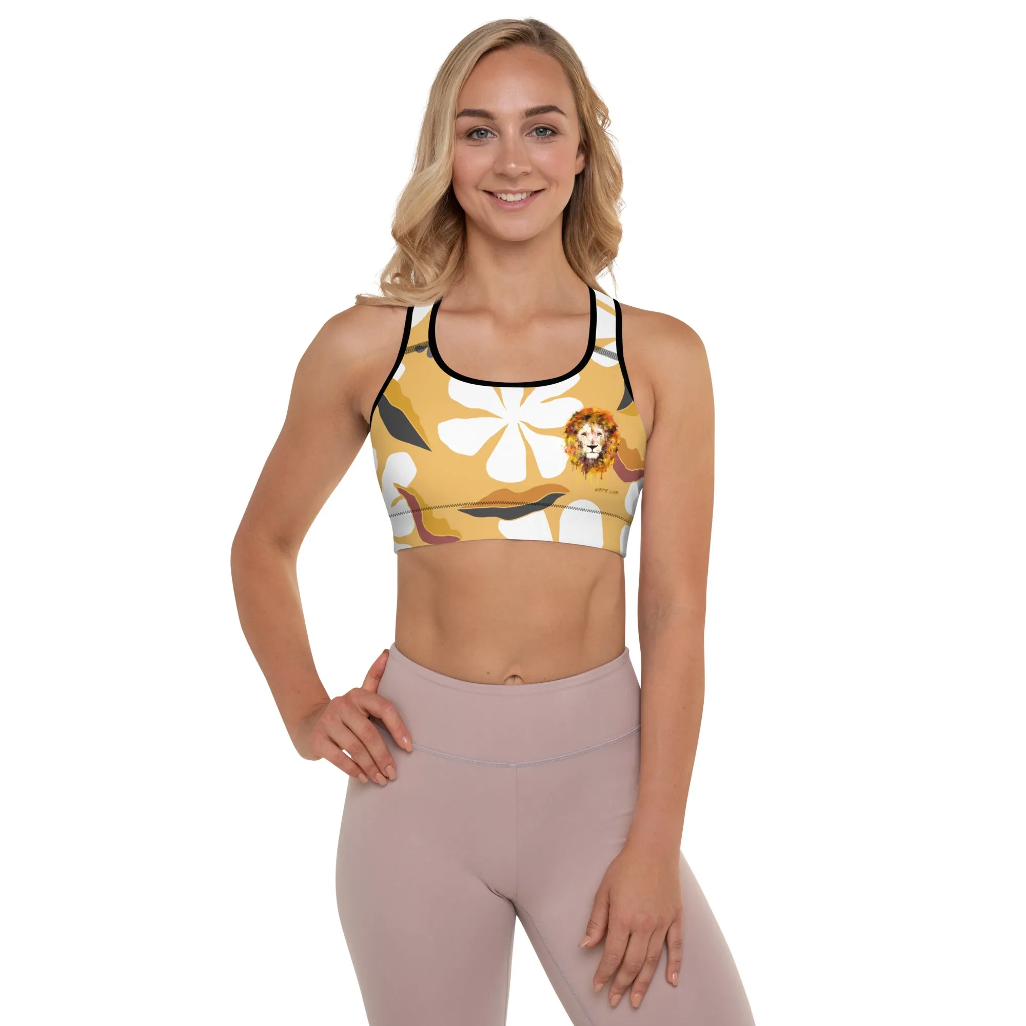 White Flowers Sports Bra