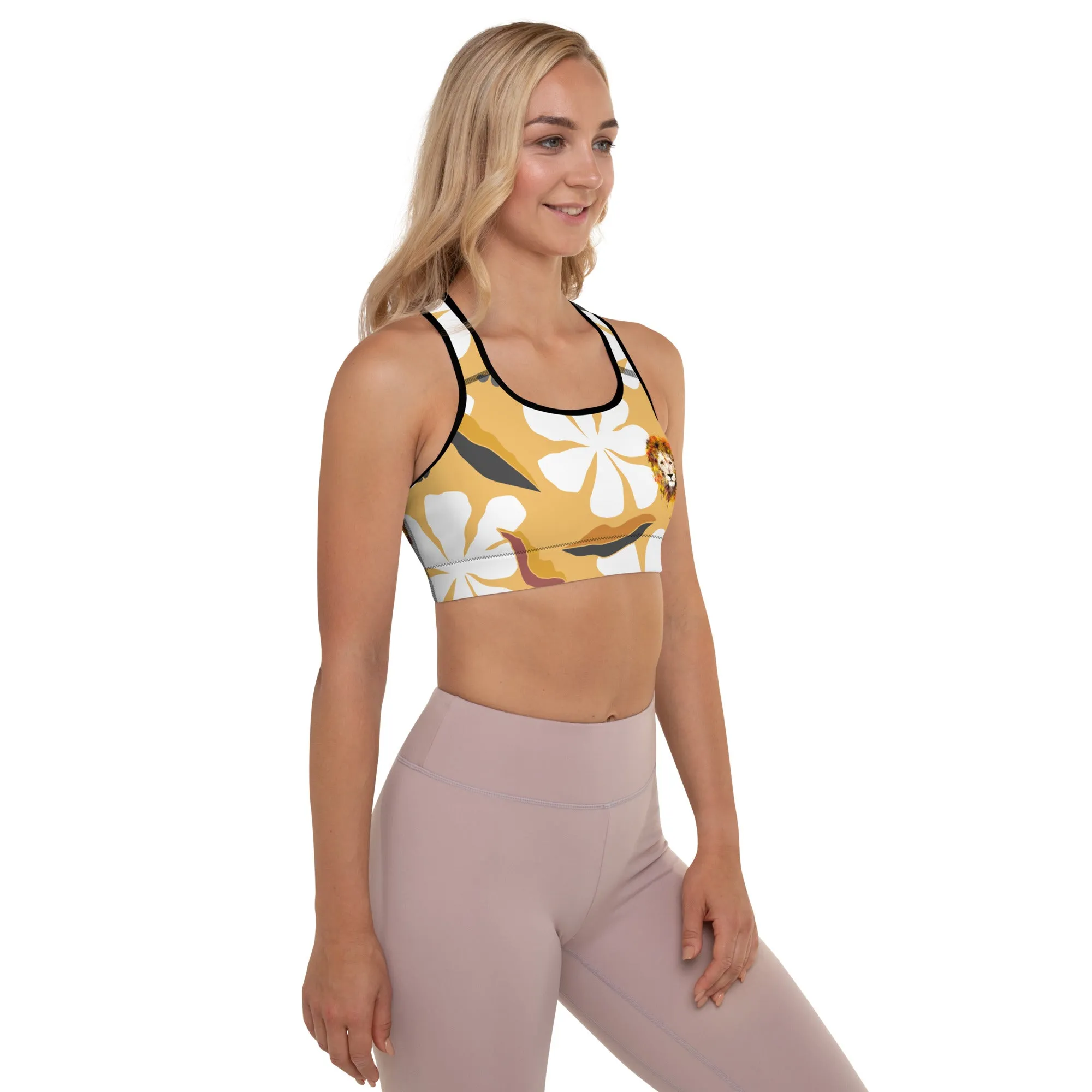 White Flowers Sports Bra