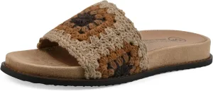 WHITE MOUNTAIN Women's Maxim Macrame Slide Sandal, Tan/Multi/Fab, 6.5 M