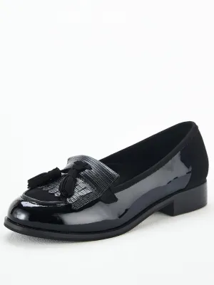 Wide Fit Tassel Loafers - Black. UK 3. ****VS1