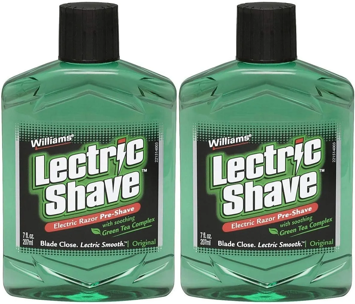 Williams Lectric Shave Electric Razor Pre-Shave with Soothing Green Tea Complex-7 oz, 2 pk