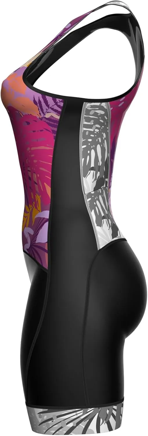 WIXEN Women's Triathlon Suit Sleeveless Tri Suit Padded Cycle Race Swim Bike Run Trisuit Back Pockets