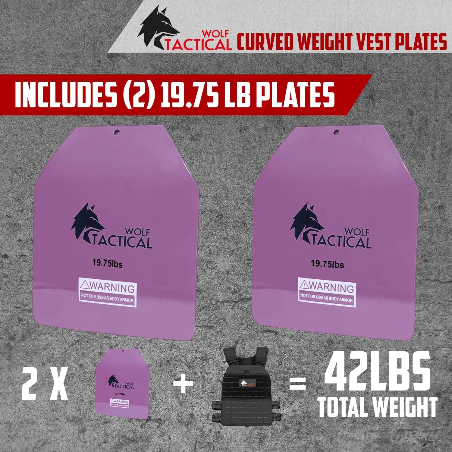 WOLF TACTICAL Curved Weight Vest Plates – 5.75/8.75/14.5LB Pairs – Contoured Ergonomic Fit – WODs, Strength Training, Running, Heavy Workouts