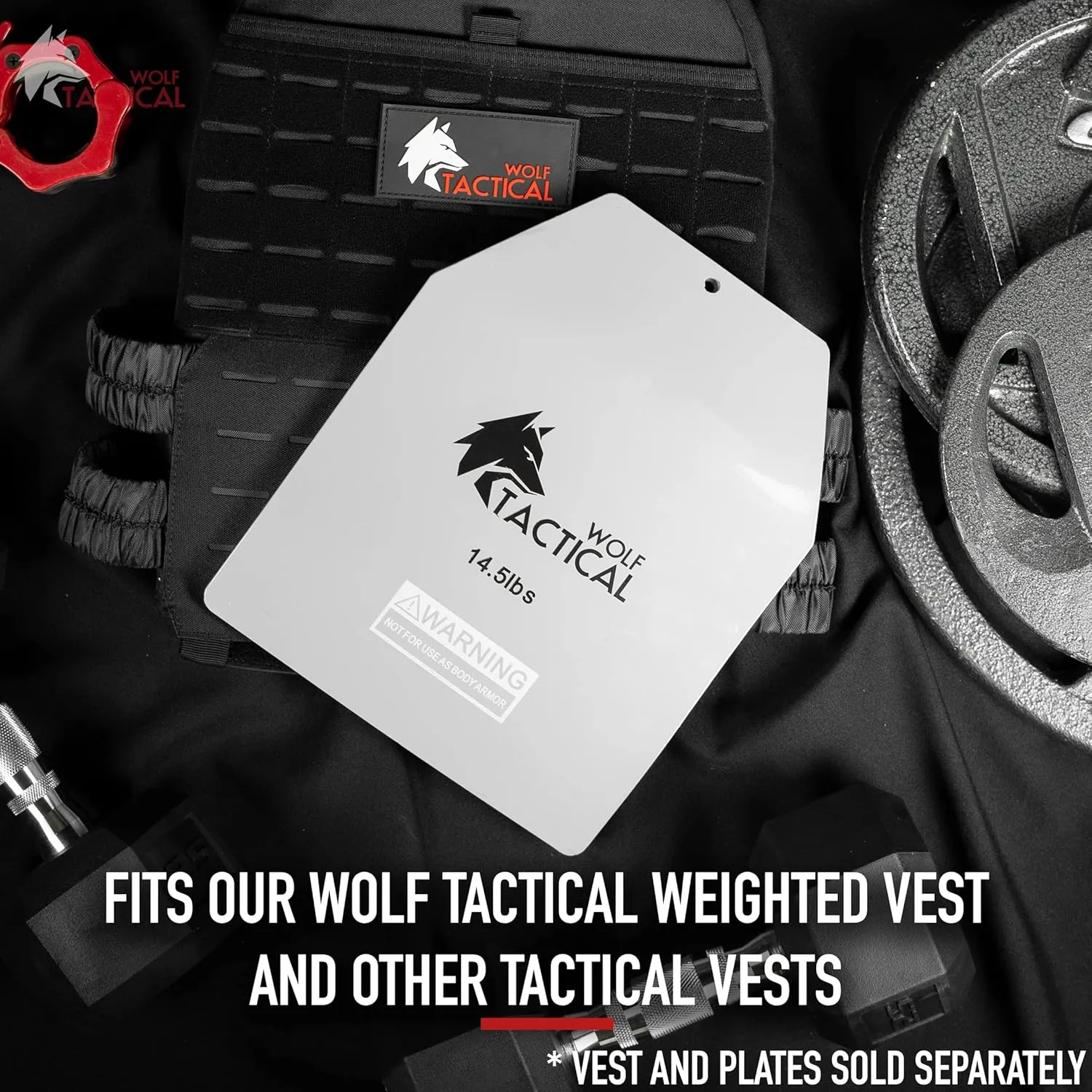 WOLF TACTICAL Curved Weight Vest Plates – 5.75/8.75/14.5LB Pairs – Contoured Ergonomic Fit – WODs, Strength Training, Running, Heavy Workouts