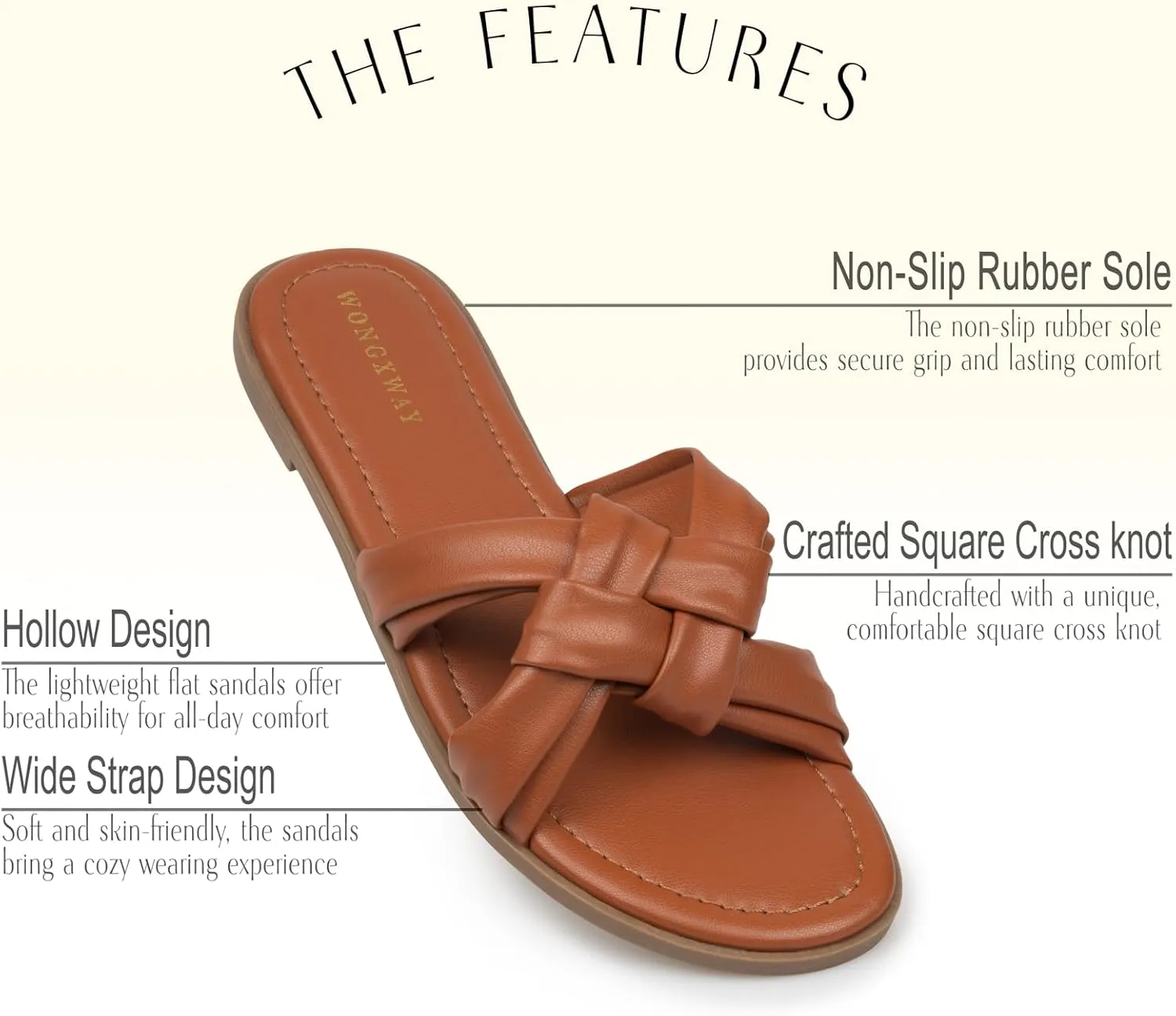 Women Dressy Sandals Strappy Knotted Slide Sandals Cute Comfy Open Toe Slip On Sandals