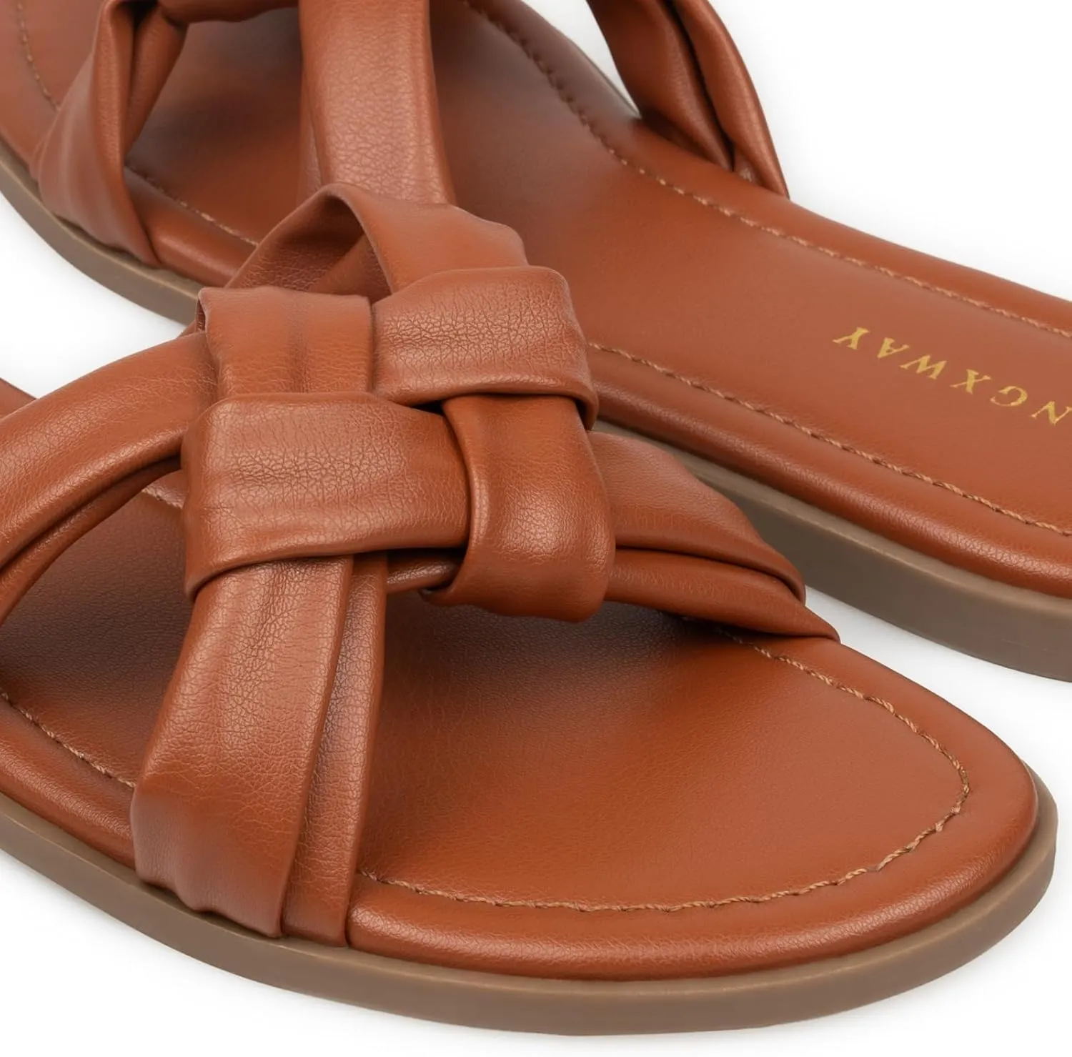 Women Dressy Sandals Strappy Knotted Slide Sandals Cute Comfy Open Toe Slip On Sandals