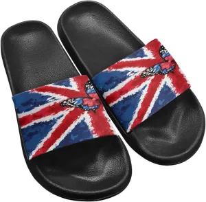 Women's Flag Print Shower Slippers Slide Flat Sandals Open Toe Beach Shoes for Indoor Outdoor