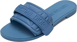 Women's Flat Sandals Adjustable Straps Slip-On Leather Slippers Sandals Black Pink Blue Khaki slides
