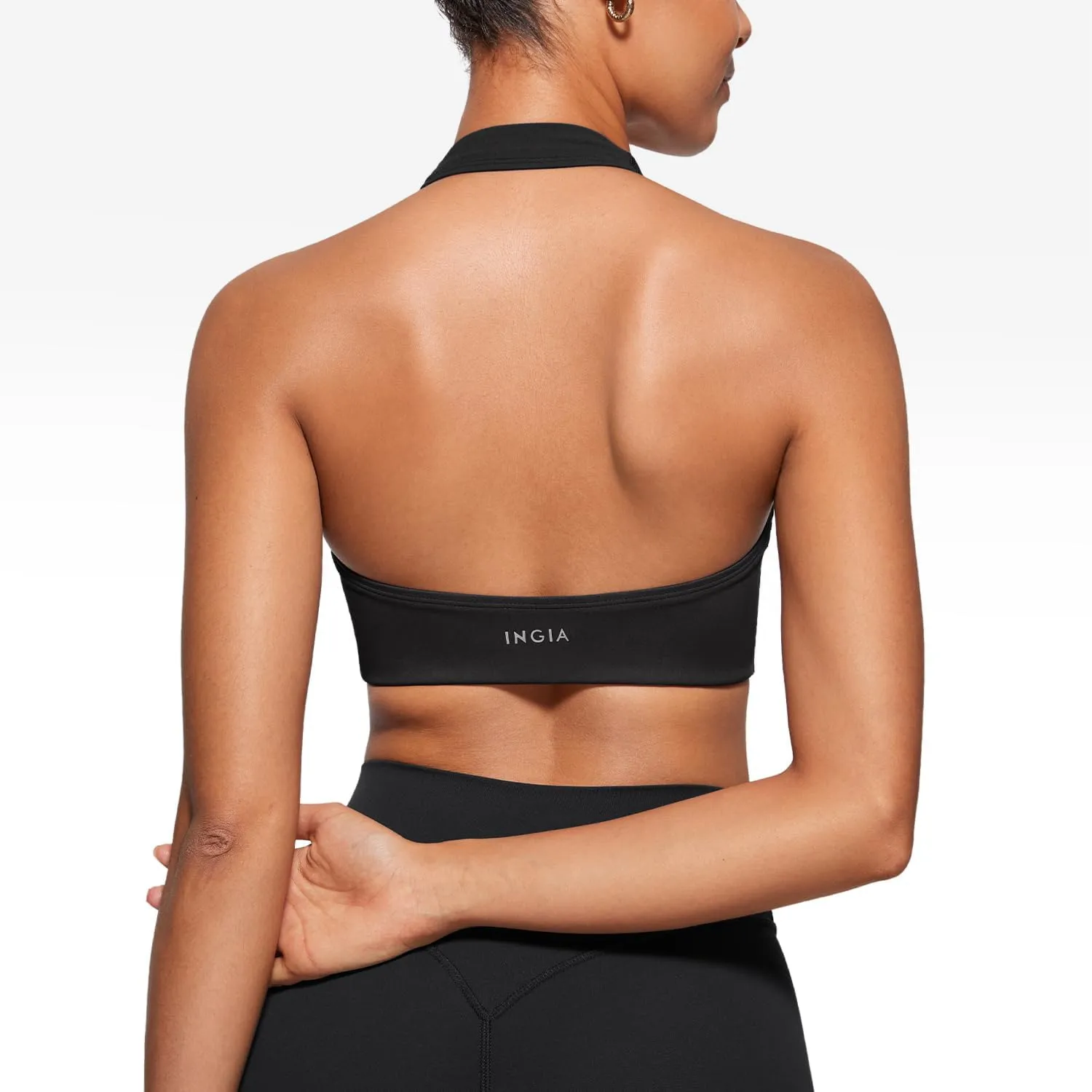 Womens Halter Longline Sports Bra Padded Low Back Yoga Bar Workout Crop Top with Built in Bra