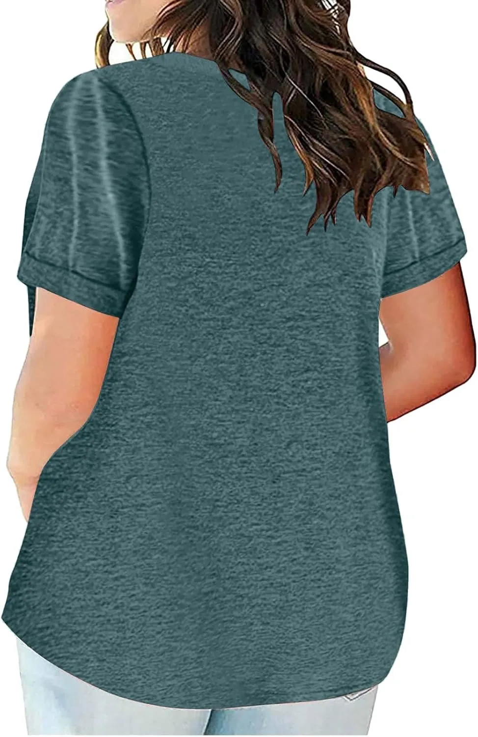 Women's Plus Size Summer Tops Short Sleeve Casual Shirt Vacation Basic Tees Loose Fit V Neck T Shirts Dressy Blouses
