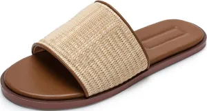 Womens Raffia Sandals Summer Beach Cute Raffia Slip On Slide Sandals