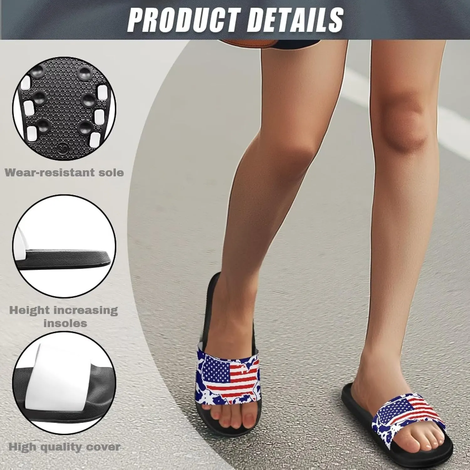 Womens Slide Sandal Lightweight Quick-dry Bathroom Shower Slippers Non Slip Open-toe EVA Slide Shoes Slippers for Bedroom House SizeUS 5-12.5